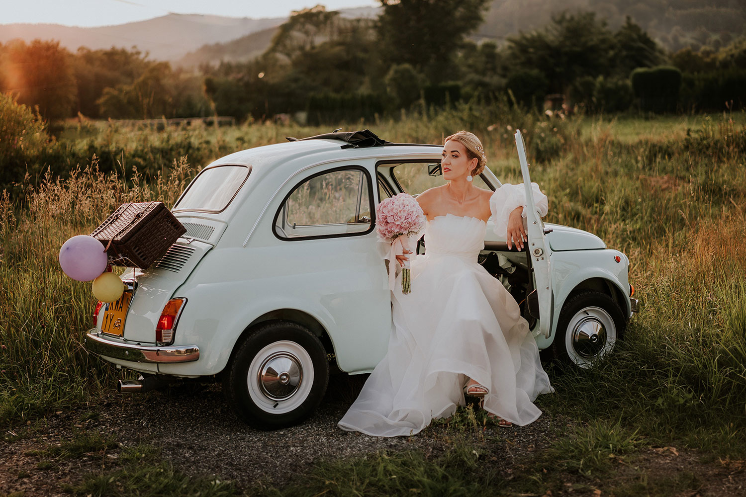 auto do ślubu fiat 500
